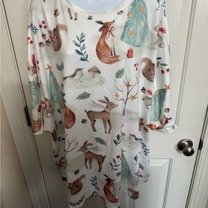 Pixi Lady Soft Gray and Brown Top